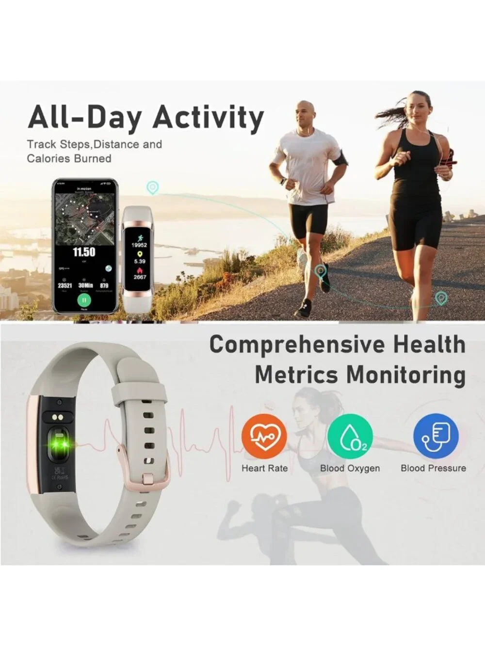 Activity & Health Tracker with Heart Rate Monitor, Sleep Monitor, AMOLED Screen